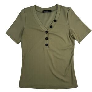 Women’s Small Olive Green Blouse Shirt Sleeve Casual